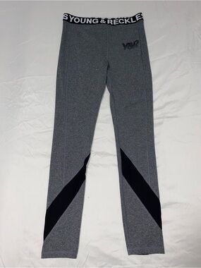 Young & Reckless Gray Leggings with Black Accent Panels